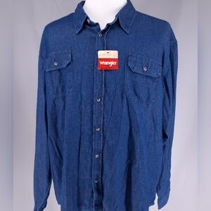 New Wrangler Authentics Long Sleeve Denim Work Shirt Men's 3X Button Up Ranch